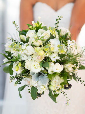 White and green wedding bouquet